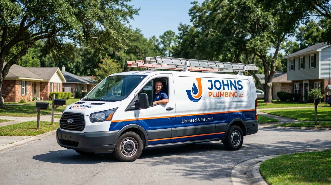 Johns Plumbing LLC service van in Leonard, TX