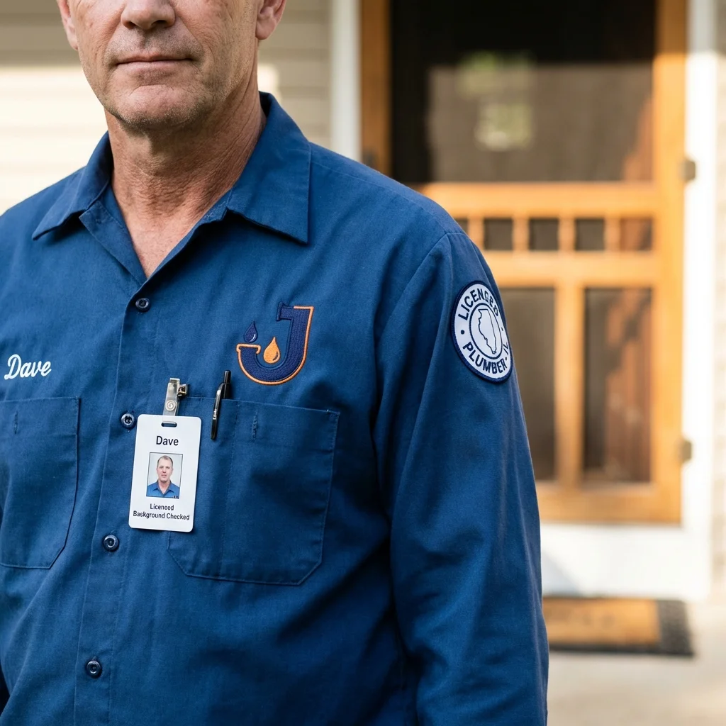 Licensed plumber showing ID badge in Leonard, TX