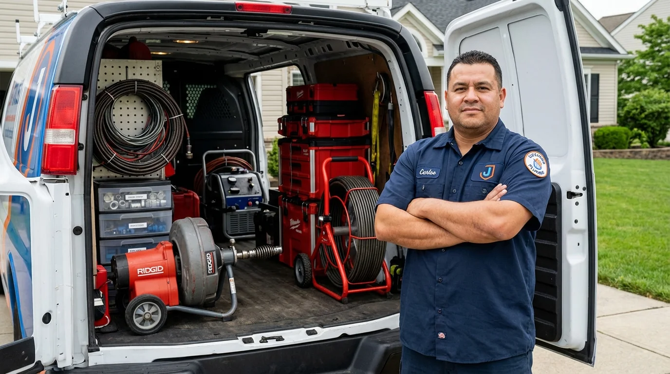 Professional drain cleaning equipment and Johns Plumbing LLC plumber in Leonard