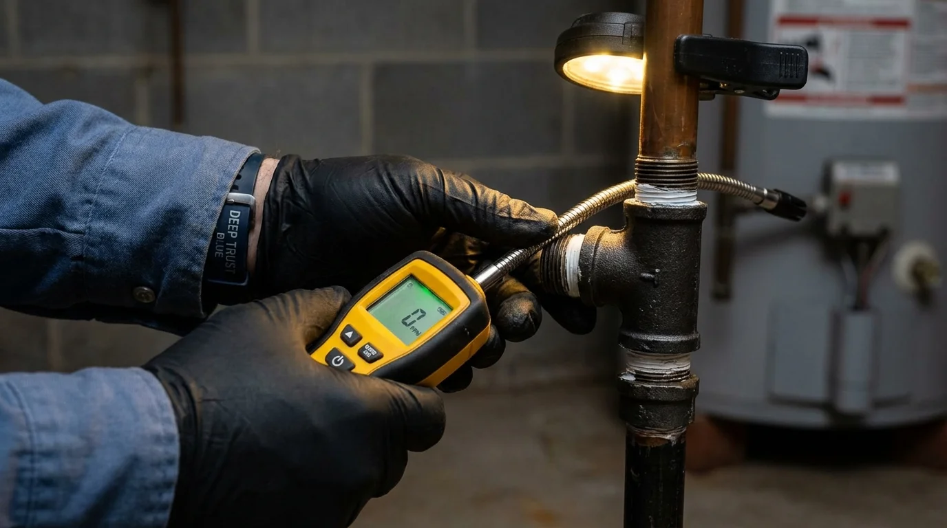 Gas leak detection with electronic sniffer by Johns Plumbing LLC in Leonard