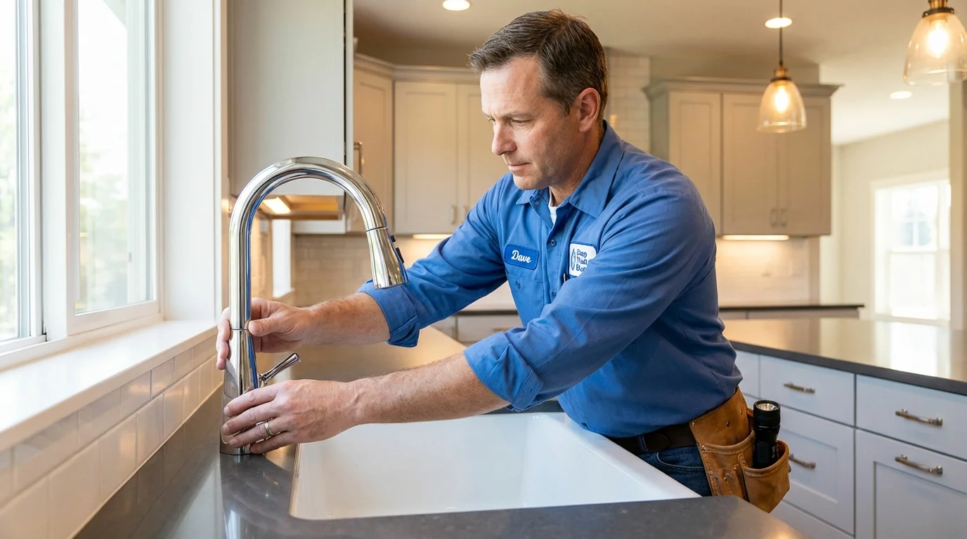 Kitchen faucet installation by Johns Plumbing LLC in Leonard